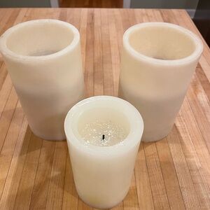 TRIO OF WAX BATTERY OPERATED CANDLES